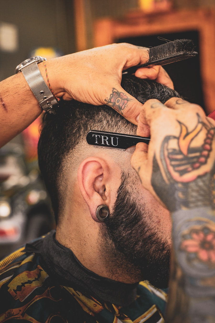 Hairdresser cutting a client's hair in a salon