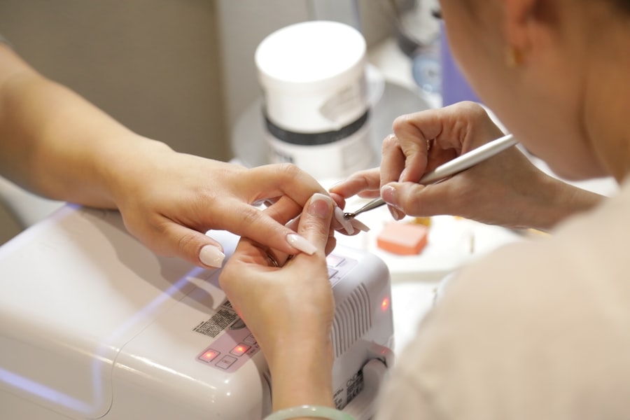 Manicure in progress